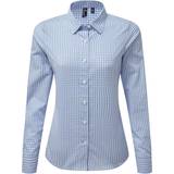 Premier Women's Maxton Check Long Sleeve Shirt - Light Blue/White