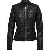 Only Women Clothing Only Short PU Jacket - Black