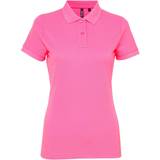 ASQUITH & FOX Women's Short Sleeve Performance Blend Polo Shirt - Neon Pink