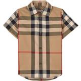 Elastane Tops Children's Clothing Burberry SS Check Stretch Cotton Shirt - Archive Beige