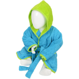 12-18M Dressing Gowns Children's Clothing A&R Towels Baby/Toddler Babiezz Hooded Bathrobe - Aqua Blue/Lime Green