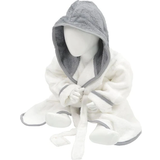 9-12M Dressing Gowns Children's Clothing A&R Towels Baby/Toddler Babiezz Hooded Bathrobe - White/Anthracite Grey