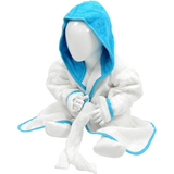 24-36M Dressing Gowns Children's Clothing A&R Towels Baby/Toddler Babiezz Hooded Bathrobe - White/Aqua Blue