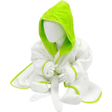 9-12M Dressing Gowns Children's Clothing A&R Towels Baby/Toddler Babiezz Hooded Bathrobe - White/Lime Green