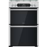 White gas cooker 60cm Hotpoint HDM67G8C2CX/UK Stainless Steel, Silver, White