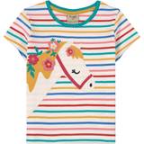 Multicoloured T-shirts Frugi Camille Applique Tee - Soft Multistripe Horse (TTS110SMQ1824)