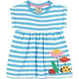 Press-Studs Dresses Frugi Fliss Applique Dress - Mid Blue Stripe/Ladybird (DRS115MLY0003)