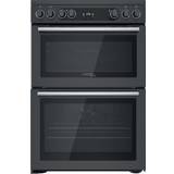 60cm - Two Ovens Cookers Hotpoint CD67V9H2CA/UK Anthracite, Black