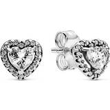 Pandora Earrings Pandora Raised Hearts Stud Earrings - Silver/Transparent