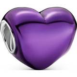 Purple Charms & Pendants Pandora Metallic Heart Charm - Silver/Purple