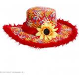 60's Headgear Widmann Ibiza with Plush Trim & Sunflower Red Hippie Hat