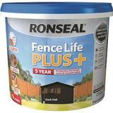 Ronseal dark oak fence paint Ronseal Fence Life Plus Wood Paint Dark Oak 9L