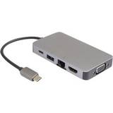 MicroConnect USB C-2xUSB A/HDMI/VGA/RJ45/USB C M-F Adapter