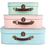 Green Small Storage Kid's Room Sass & Belle Pastel Retro Suitcases 3-pack