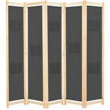 vidaXL 5-Panel Black Room Divider 199.9x169.9cm