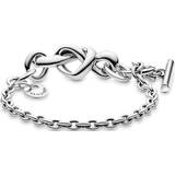 Pandora Pendant Necklaces Jewellery Pandora Knotted Heart T-Bar Bracelet - Silver