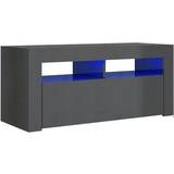 Black TV Benches vidaXL High Gloss with LED TV Bench 90x40cm