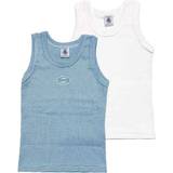 Sleeveless T-shirts Children's Clothing Petit Bateau Boy's Organic Cotton 2-pack - Blue/White