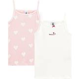 Organic Cotton Tank Tops Children's Clothing Petit Bateau Heart Print Linnen 2-Pack - White/Pink (A00FQ-00)