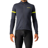Castelli Jackets Castelli Fondo 2 Cycling Jersey Men - Dark Gray/Yellow Fluo Reflex