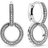 Pandora Sparkling Double Hoop Earrings - Silver/Transparent