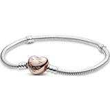 Pandora Bracelets Pandora Moments Heart Clasp Snake Chain Bracelet - Silver/Rose Gold