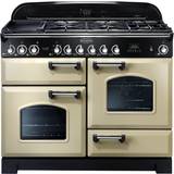 High Light Zone Gas Cookers Rangemaster Classic Deluxe CDL110DFFCR/C 110cm Dual Fuel Range Chrome, Beige