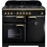 High Light Zone Gas Cookers Rangemaster CDL100DFFBL/B Classic Deluxe 100cm Dual Fuel Black