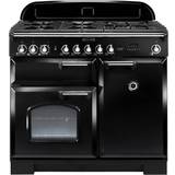 High Light Zone Gas Cookers Rangemaster CDL100DFFBL/C Classic Deluxe 100cm Dual Fuel Black