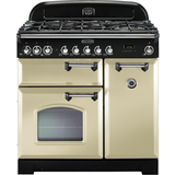 Rangemaster 90cm - Dual Fuel Ovens Gas Cookers Rangemaster CDL90DFFCR/C Classic Deluxe 90cm Dual Fuel Beige, Chrome
