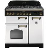 90cm - Dual Fuel Ovens Cookers Rangemaster CDL90DFFWH/B Classic Deluxe 90cm Dual Fuel White