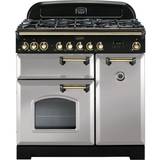 High Light Zone Gas Cookers Rangemaster CDL90DFFRP/B Classic Deluxe 90cm Dual Fuel Silver