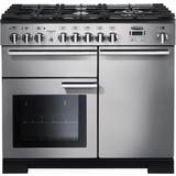 Rangemaster Professional Deluxe PDL100DFFSS/C 100cm Dual Fuel Stainless Steel, Black