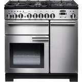 Rangemaster Electric Ovens Cookers Rangemaster PDL90DFFSS/C Professional Deluxe 90cm Dual Fuel Stainless Steel, Black