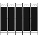 Black Room Dividers vidaXL 5 Panel Room Divider 200x180cm