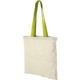 Beige Fabric Tote Bags Bullet Nevada Cotton Tote - Natural/Apple Green