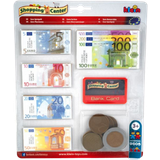 Klein Shop Toys Klein Theo 9605 euro play money with credit card I 37 notes and 11 coins from 1 cent coins to 500 euro notes I Dimensions: 20 cm x 0.5 cm x 20 cm I Toys for children aged 3 and over