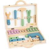 Small Foot 11505 Scandinavian Toolbox, Made of Wood, Screw Set, 32 Pieces Toys, Multicolored