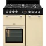 90cm - Electric Ovens Gas Cookers Leisure CK90F232C 90cm Cookmaster Dual Fuel Beige, Black