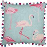 Riva Home Flamingo Pom Pom Edged Cushion Cover Blue (50x50cm)