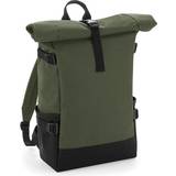 Bags on sale BagBase Block Roll-Top Backpack - Olive Green/Black