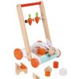 Janod Baby Walker Wagons Janod Rabbit Cart Wooden Push Cart Rabbit Head On Spring, Carrots On Abacus with 19 Wooden Cubes from 1 Year Old, J08251