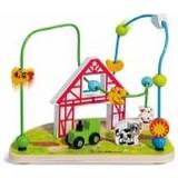 Wooden Toys Bead Mazes Eichhorn 100003714 Motorikschleife Bauernhof To Promote Motor Skills, 2 Bows, Tractor and Cow for Moving, 16 x 23 x 20 cm, Made of Wood, from one Year Old