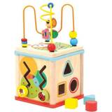 Bino Baby Toys Bino 84211 Wooden Activity Cube with Clock. Learning Toy for Children from 12 Month for Developement of Fine Motor Skills. Size:15,3x15,3x30 cm