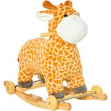 Construction Kits Homcom 2-IN-1 Kids Plush Ride-On Rocking Gliding Horse Giraffe-shaped Yellow