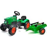 Falk Pedal Cars Falk Green Supercharger Pedal Tractor with Opening Bonnet & Trailer
