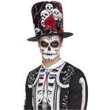 Smiffys Day of the Dead Skull & Rose Top Hat Multi-Colour