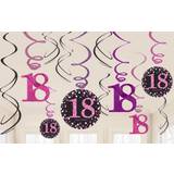 Amscan 9900581 18th Birthday Glittery Pink Hanging Swirl Decorations(12 Piece) -1 Pack