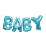 Unique Party 53686 14" Blue Foil Balloon Cute Baby Letter Banner Kit Shower, One size