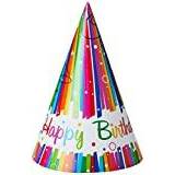 Unique Party 49571 Rainbow Ribbons Birthday Party Hats, Pack of 8